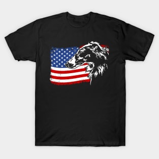 Borzoi Mom Dad American Flag patriotic dog T-Shirt